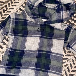 Baby gap navy and green plaid hoodie size 18-24 months.